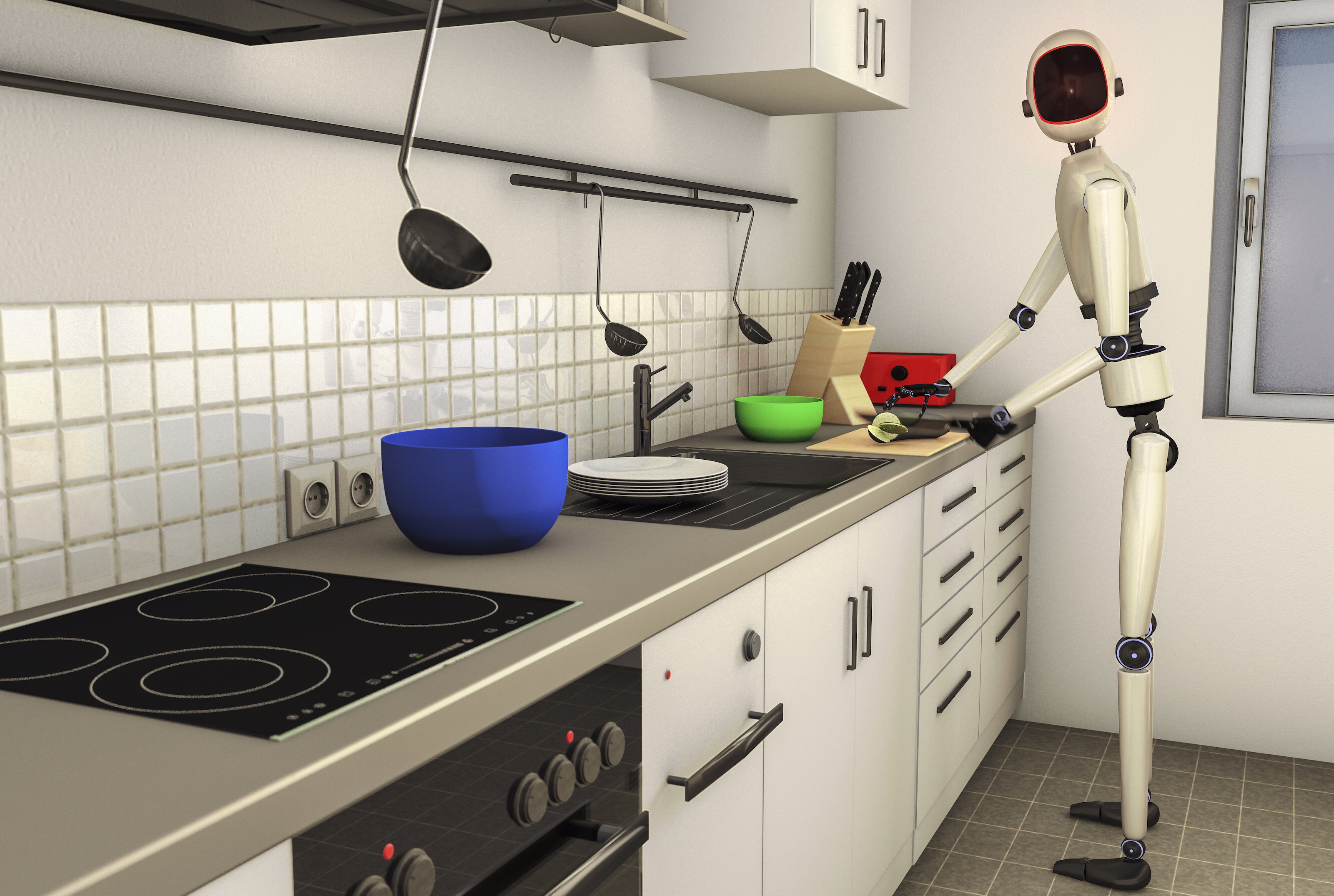 Robot working in kitchen