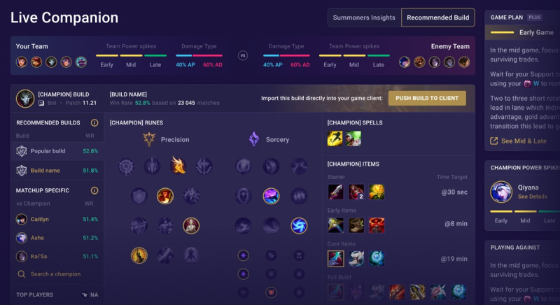 Mobalytics provides a Live Companion for League of Legends.